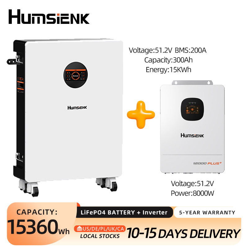 Mppt Hybrid Inverter 48V 8Kw 3 Phase - Batería LiFePO4 Humsienk de 48V 300Ah