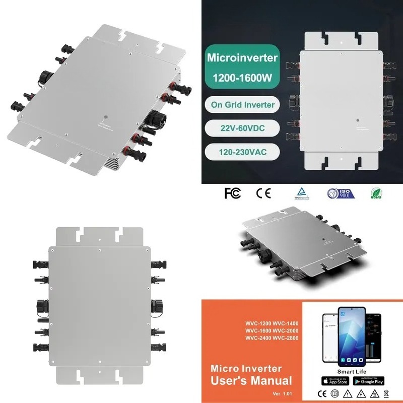 Micro Inverter 1400W Solar Grid Tie - Microinversor Inteligente con Monitoreo WiFi de