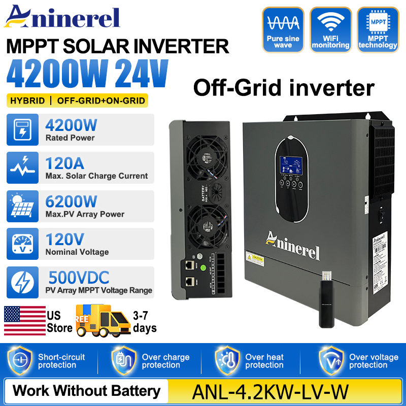 Inverter Pure Sine Wave 60Hz 120V 3000W - Inversor híbrido Aninerel de 4200W 3KW