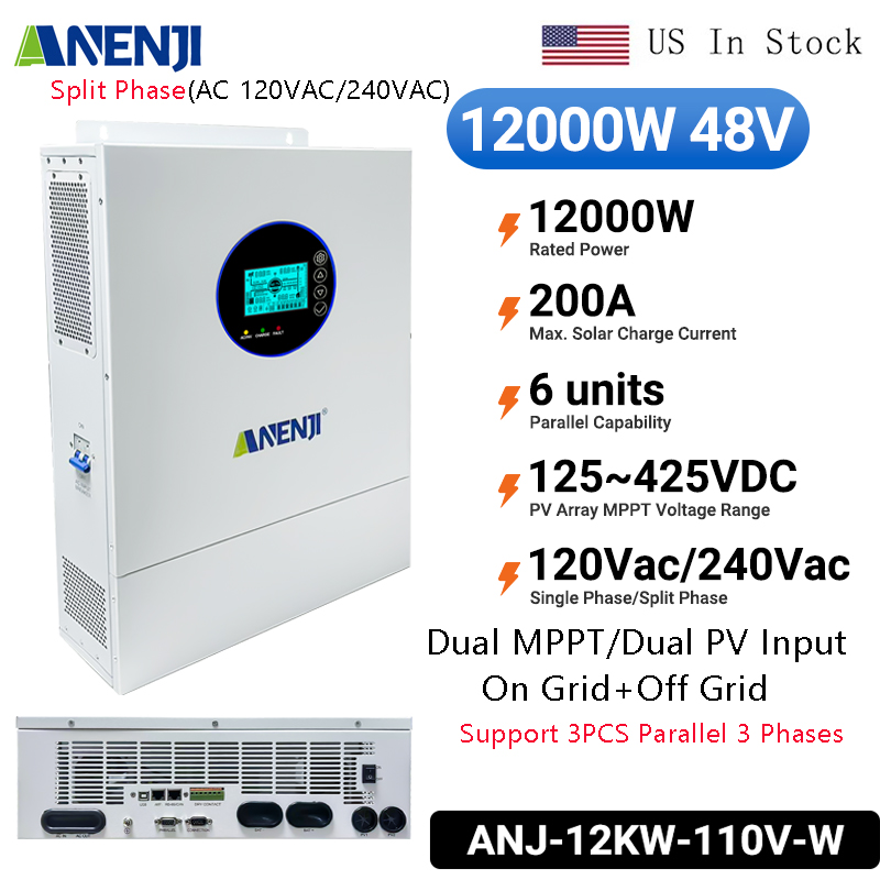 Off Grid Solar Inverter 48V 6000W - Inversor Solar Híbrido ANENJI de Fase