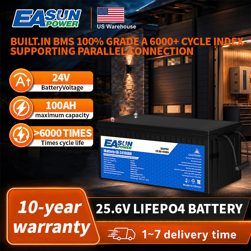 Grid Tie Inverter Limiter 2000W - Batería EASUN POWER 24V LiFePO4 100AH