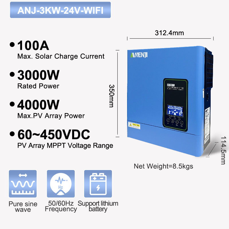 Inverter Pure Sine Wave 60Hz 120V 3000W - Inversor solar híbrido de onda sinusoidal