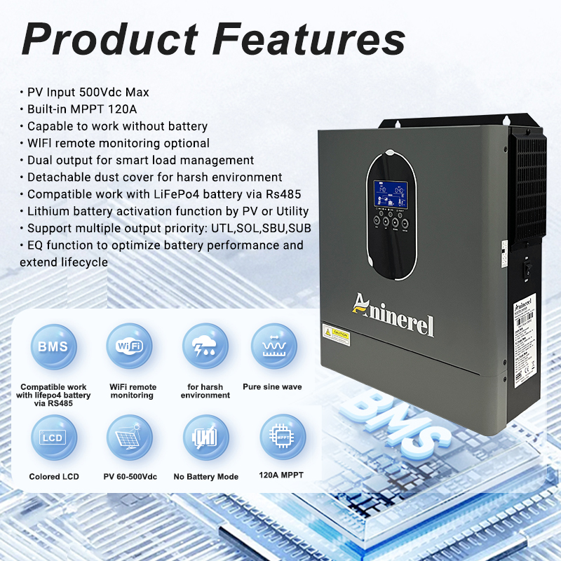 Inversor híbrido Aninerel de 4 - Inverter Pure Sine Wave 60Hz 120V 3000W reseña y precio